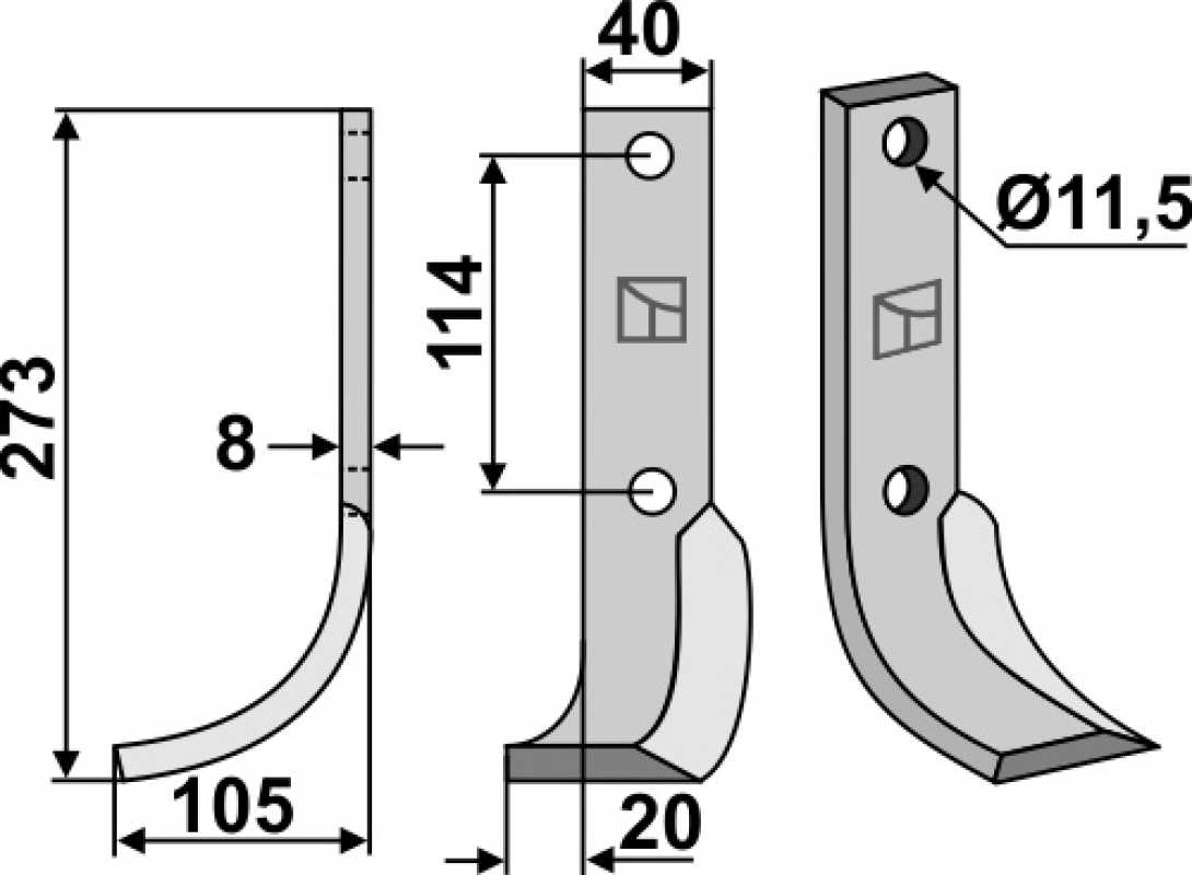 Fräsmesser 273x40mm, links